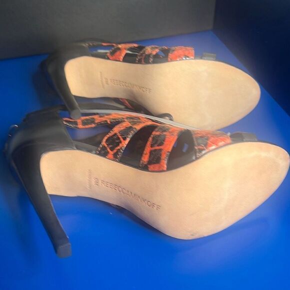 Nib Rebecca Minkoff Black Red Snake Print Lace High Heels Booties 36 / 6 - Picture 8 of 12